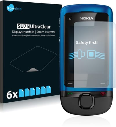 Savvies - Screenprotector voor Nokia C2-05 - Folie Beschermfolie transparant 6 Stuks