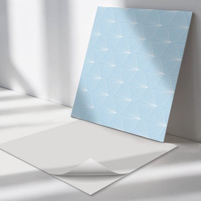 Wallfluent Vinyl Tegels - Golven in Een Delicaat Patroon Vloer Tegels PVC - 30 cm x 30 cm - Blauw PVC Tegels - Set van 9 - Vierkant PVC Tegels - Patroon Plaktegels - Zelfklevende PVC Tegels - Plaktegels Keuken en Badkamer