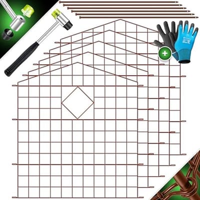 Tuinhek Set - Instelbaar Hekwerk - Tuin Afbakenen - Inclusief Hamer - 5 Elementen - Zwart