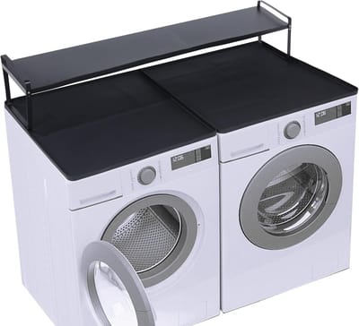 Wasmachine- en droger aanrecht met opbergfunctie, antislip en wasruimte plankmat voor optimale organisatie