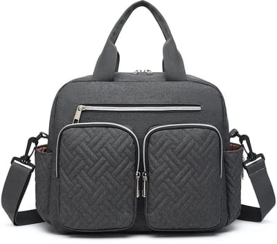 Stervia Luiertas - Luier Tote Bag - Reistas - Incl Buggyclips - Lichtgewicht -Ruim - 3 geïsoleerde binnenvakken - Donkergrijs - 32x12x26 cm