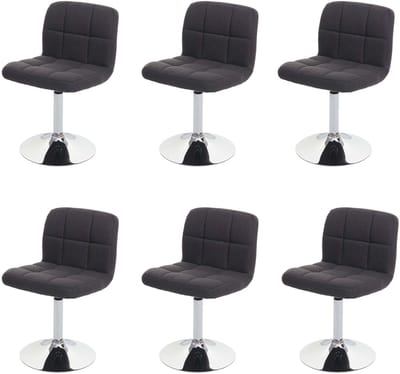 Set van 6 eetkamerstoel Kavala, keukenstoel stoel, stof/textiel chroom draaibaar MVG-gecertificeerd ~ donkergrijs