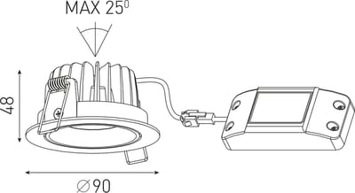 Inbouwspot LED Rond 6.5Watt IP44 Zwart DTW