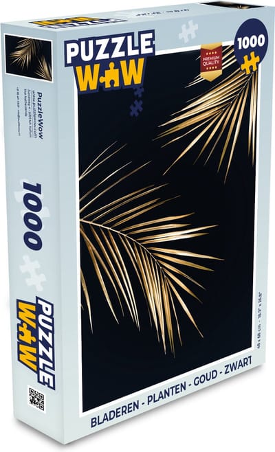 Puzzel Bladeren - Planten - Goud - Zwart - Luxe - Legpuzzel - Puzzel 1000 stukjes volwassenen