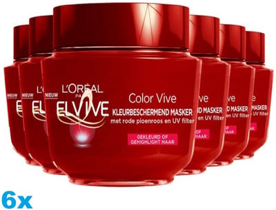 L'Oréal Paris Elvive Color Vive Beschermend Haarmasker - Gekleurd Haar of Highlights - 6 x 300ml