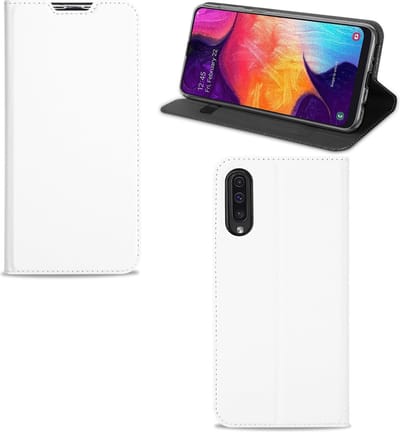 Samsung Galaxy A50 Standcase Hoesje Wit met Pashouder