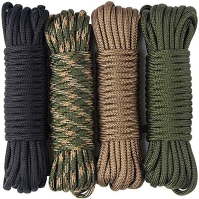 PolkaHome 4 stuks 6 meter Paracord-touw met 7 strengen Nylon touw voor Outdoor Survival, Armbanden, Sleutelhangers, Halsbanden voor honden, DIY Kit Craft Toy (4x6m)