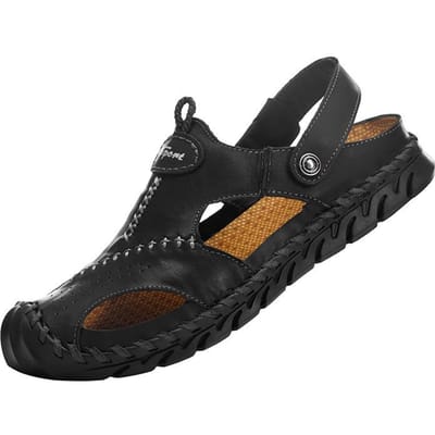 Zomer Nieuwe Herensandalen Heren Zomer Outdoor Teendoos Zachte Zool Casual Schoenen Trendy Strandschoenen 38 black