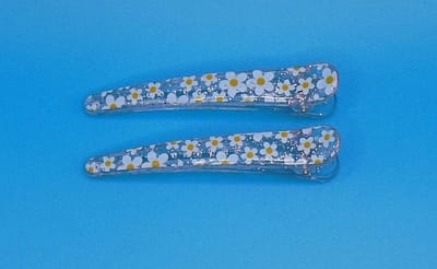 Duckklem met bloemenprint paars