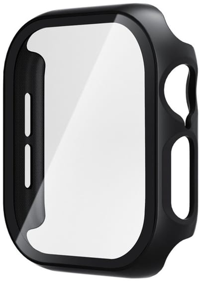 Screenprotector case - geschikt voor Apple Watch 10 / 11 46mm - full cover - hoesje - gehard glas - 46 mm - volledige bescherming - zwart