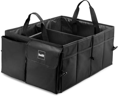 helit H6140095 - Kofferbak organizer, de auto organizer, zwart, opvouwbare kofferbaktas auto, antislip met klittenband