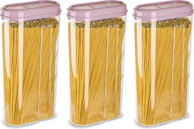 Plasticforte Voedselcontainer strooibus - 3x - lichtroze - 2350 ml - kunststof - voorraadpotten