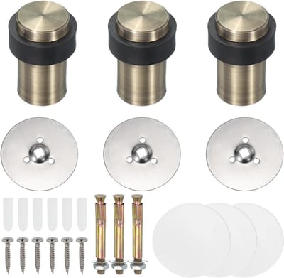 Deurstoppers Set - Deurwiggen Deurhouders - Vloeren Beschermen - Roestvrij Staal - 60 mm - Brons