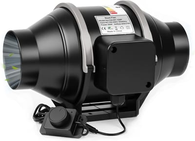 Kanaalventilator - Afzuigventilator - Luchtcirculatie Optimaliseren - Met Regelaar - 100 mm - Zwart