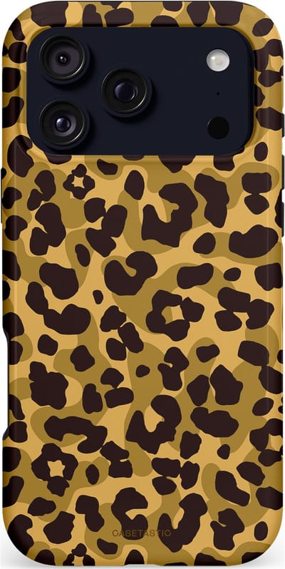 Casetastic hoesje geschikt voor Apple iPhone 17 Pro Max - MagSafe - Dubbellaagse bescherming - Jungle Panter - Fashion Case - Zwart Crème Beige