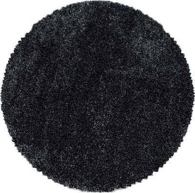 Flycarpets Luna Vloerkleed Rond - Antraciet - Hoogpolig - 80 cm