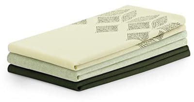 Set van 3 theedoeken katoen 50 x 70 cm geometrisch patroon donkergroen olijfgroen