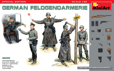 MiniArt Modelbouwpakket Militaire voertuigen - 35315 Duitse Feldgendarmerie WWII - Speciale Editie - 5 Figuren met Wapens Plastic - 1:35 - Modelbouw
