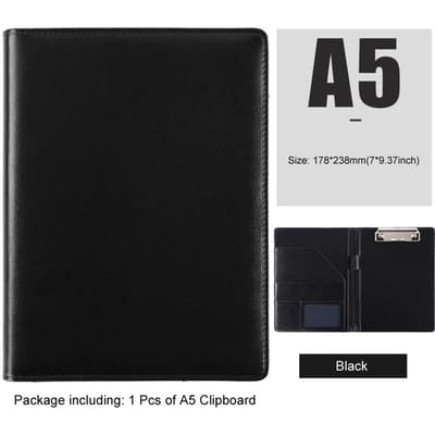 A5 / B5 Lederen Padfolio Portfolio Mappentas Klembord Documenthouder Zakelijk Contract Papierklem Schrijfblok voor Kantoor white