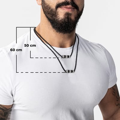 SERASAR Lederen Halsband Man [Solid] - Zilver 60cm - Premium Sieraden