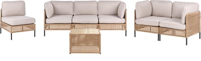OMEGANA - Loungeset 6-zits - Lichtbeige - PE rotan