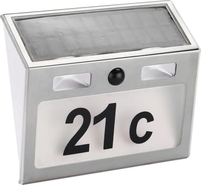 Solar huisnummer plaat - 18 cm - met licht en bewegingsmelder - led - sensor - Huisnummerplaten / huisnummerbordjes