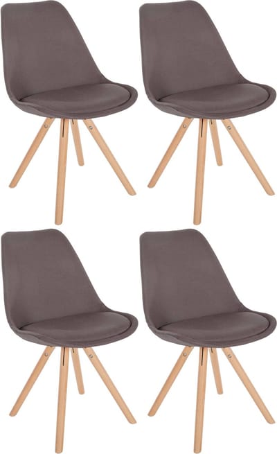 CLP Sofia Set van 4 Eetkamerstoelen - Zonder armleuning - Stof - taupe natura (ronde)
