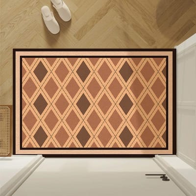 Dambord Tapijt, Slaapkamer Waterabsorberend, Woonkamer Antislip Vloermat, Modern Eenvoudige Sofa Salontafel Mat, Licht Luxe en High-end Gevoel 40 * 60CM Silk Ring