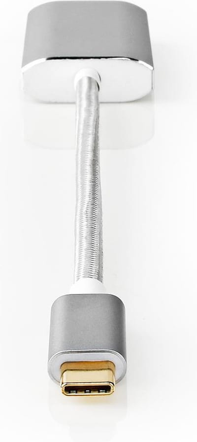 Nedis USB-C Adapter - USB 3.2 Gen 1 - USB-C Male - HDMI Output - 4K@60Hz - Power delivery - 0.20 m - Rond - Verguld - Gevlochten / Nylon - Zilver - Cover Window Box