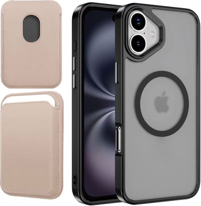 Hoesje + Pasjeshouder geschikt voor iPhone 16 - Portemonnee geschikt voor MagSafe - Magnetisch - Pasjes Houder - Creditcardhouder - Goud