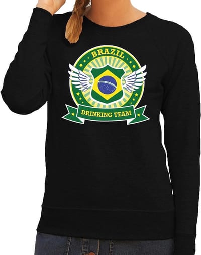 Zwart Brazil drinking team sweater zwart dames - Brazilië kleding XS