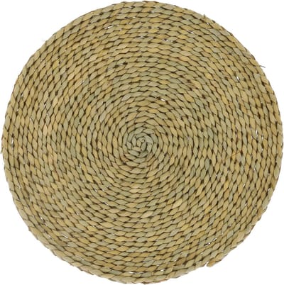Ronde Zitkussen - Meditatiekussen Vloerkussen - Zen Yoga Buiten - Handgeweven Lisdodde Natuurlijk - 40x40cm Plat - Natuurlijk Beige