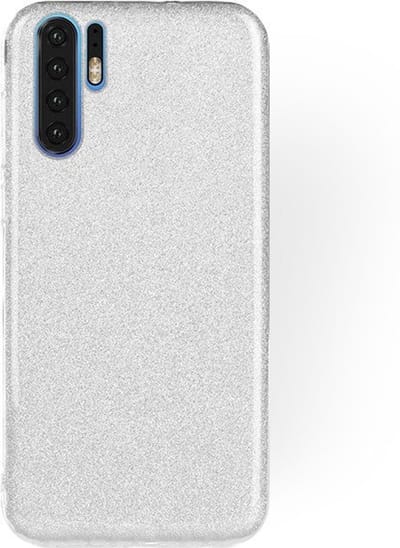 Ntech Hoesje Geschikt voor Huawei P30 Pro Glitter TPU Back Cover Hoesje - Zilver