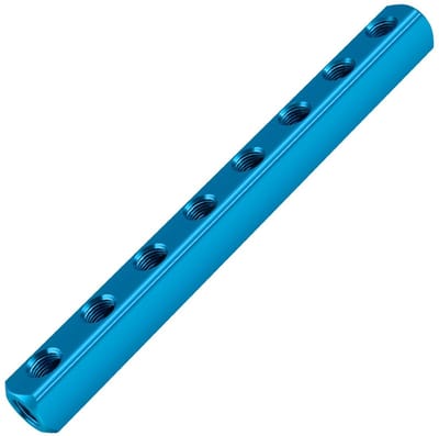 Allecto - Pneumatische manifold - 8 Way 11 Port - Aluminium - Luchtverbinding - Industrieel gebruik - Corrosiebestendig - Geschikt voor air cylinders