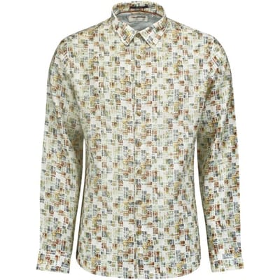 No Excess Shirt Allover Printed With Linen Green Größe: L | Casual hemden Outlet | Herren | Grün