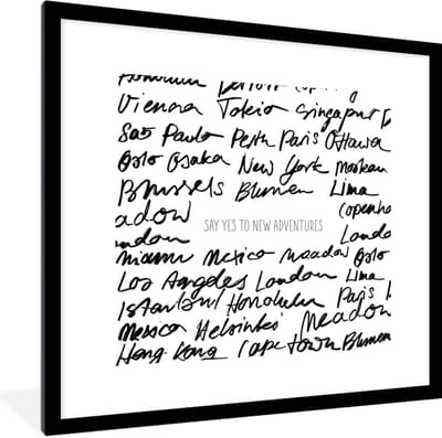 Fotolijst incl. Poster - Spreuken - Quotes - Say yes to new adventures - New York - 40x40 cm - Posterlijst