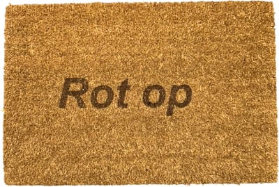 Deurmat - Deurmat met tekst - Deurmat kokos - Deurmat binnen - Rot op - 40x60 cm - Kleur bruin - Humor - Grappig