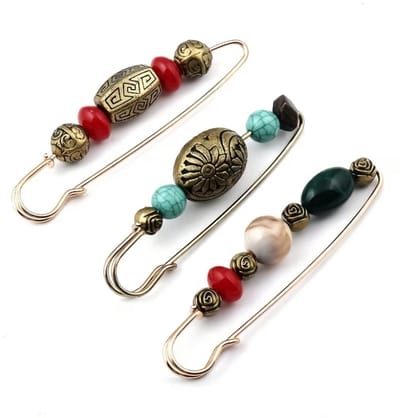 Multicolor goudkleurig spelden veiligheidsspelden set met kralen vintage stijl decoratieve broche spelden 3 stuks voor kleding sjaal en trui sluiting met hanger details