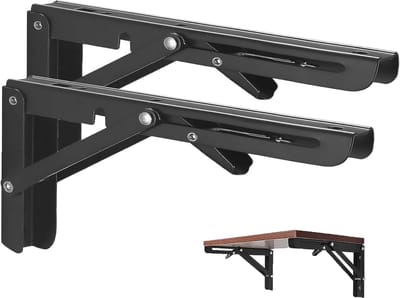 Klaphoek 350 mm, 2 stuks, zwart, opvouwbare consolehouder voor garage, keuken, slaapkamer, tot 90 kg