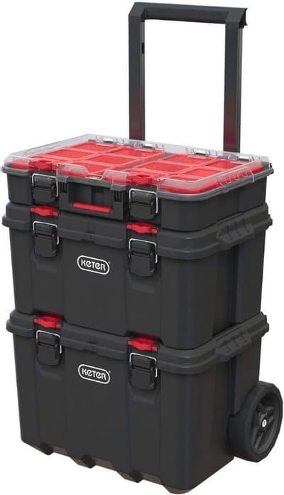 Set van 3 Stapelbare Gereedschapsboxen met Wielen