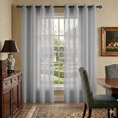 Maison Elara Vitrage Gordijn met Ringen - Transparant - 2 Panel - 140x225 cm - Grijs