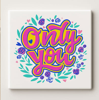 Only You Keramische Tegel – 15x15 cm Romantisch Bloemenontwerp Wandtegel – Perfect Liefdescadeau voor Stellen & Huisdecoratie