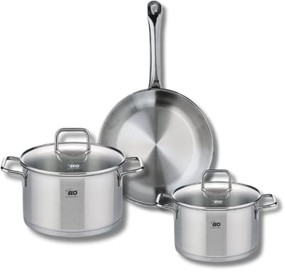 Set van 1 Koekenpan 24 cm en 2 kookpotten 16 en 20 cm Elo Profi Citrin