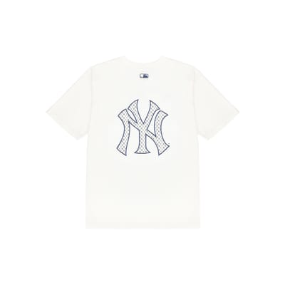 T-shirt à manches courtes imprimé logo MLB New York Yankees Unisexe Hauts Blanc cassé 3ATSM2023-50CRS XS white