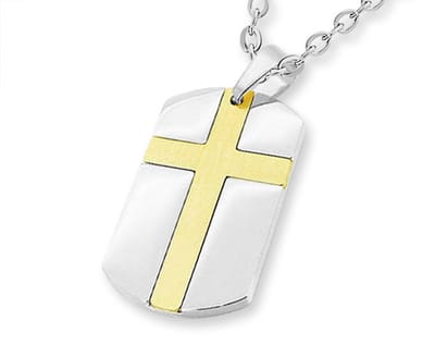 Amanto Ketting Arcan Duo - 316L Staal - Dogtag - Kruis - 36x21mm - 60cm