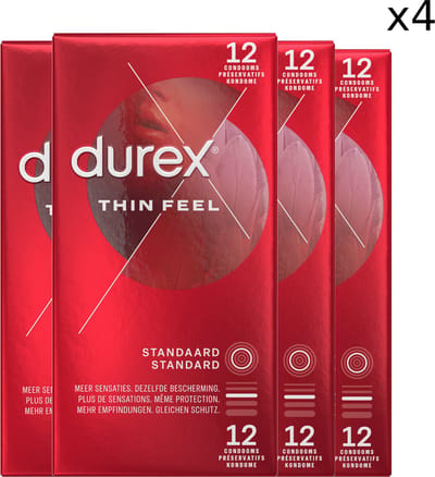 Durex - Condooms - Thin Feel - 4x 12 stuks - Voordeelverpakking