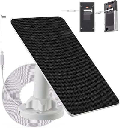 Zonnepaneel met Batterij - Stroomvoorziening - Continue Stroom - Ingebouwde 4000mAh Batterij - 17x12x4 cm - Zwart