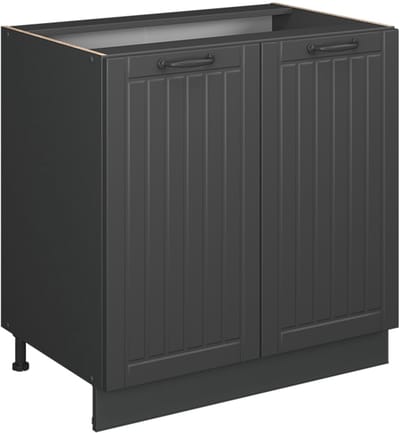 Vicco Keukenonderkast Fame-Line, Donkergrijs/Antraciet, 80 cm marmer werkblad