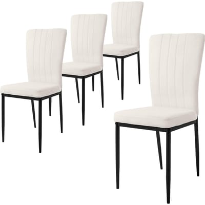 Eetkamerstoel set van 4 wit met fluwelen bekleding en metalen poten Keukenstoel ML design
