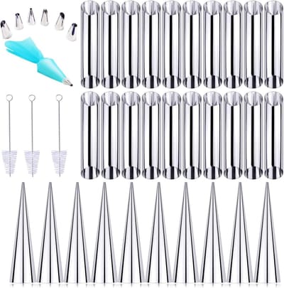 41-delige RVS Cannoli Tubes Set met Glazuurroller, Spuitmond en Schoonmaakborstel voor Perfecte Cannoli Snacks